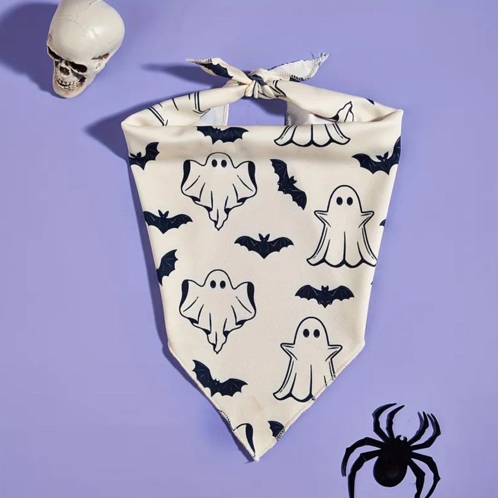 Halloween Ghost and Bat Print Dog Bandana